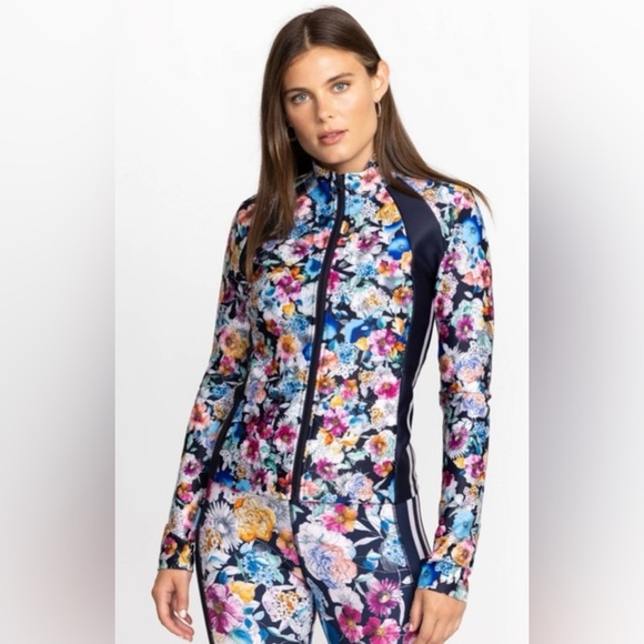 Johnny Was Jackets & Blazers - Johnny Was Fall Dance Fitted Athletic Jacket - Blue Floral - Size Small